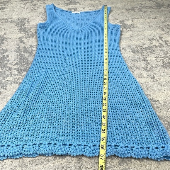 Tularosa Cyrus Dress in Blue Open Crochet Knit Beachy Boardwalk Cover Up L - Picture 8 of 13